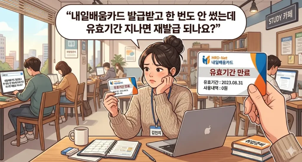 내일배움카드 발급받고 한 번도 안 썼는데 유효기간 지나면 재발급 되나요?