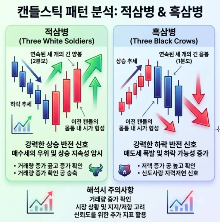 적삼병과 흑삼병 패턴을 해석하는 방법