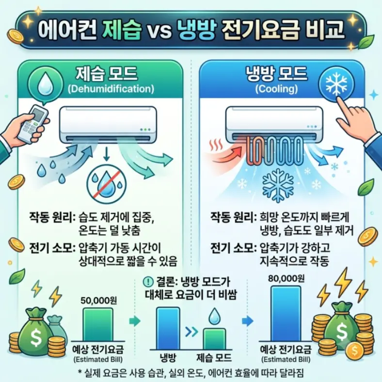 에어컨-제습과-냉방의-전기료-차이